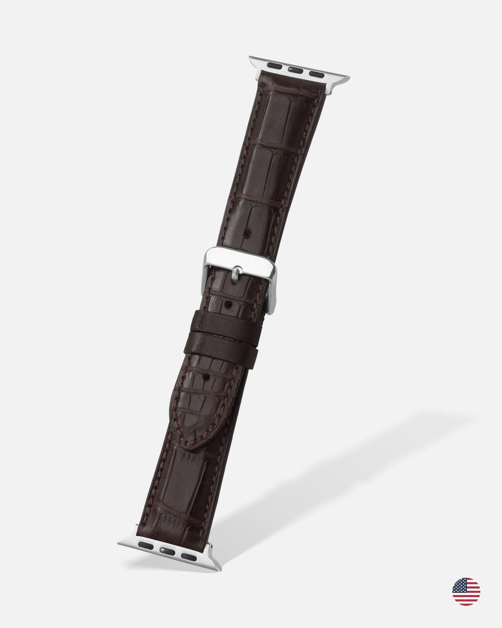 Dark Brown Genuine Matte Alligator | USA Made - Apple Watch Compatible - H2022