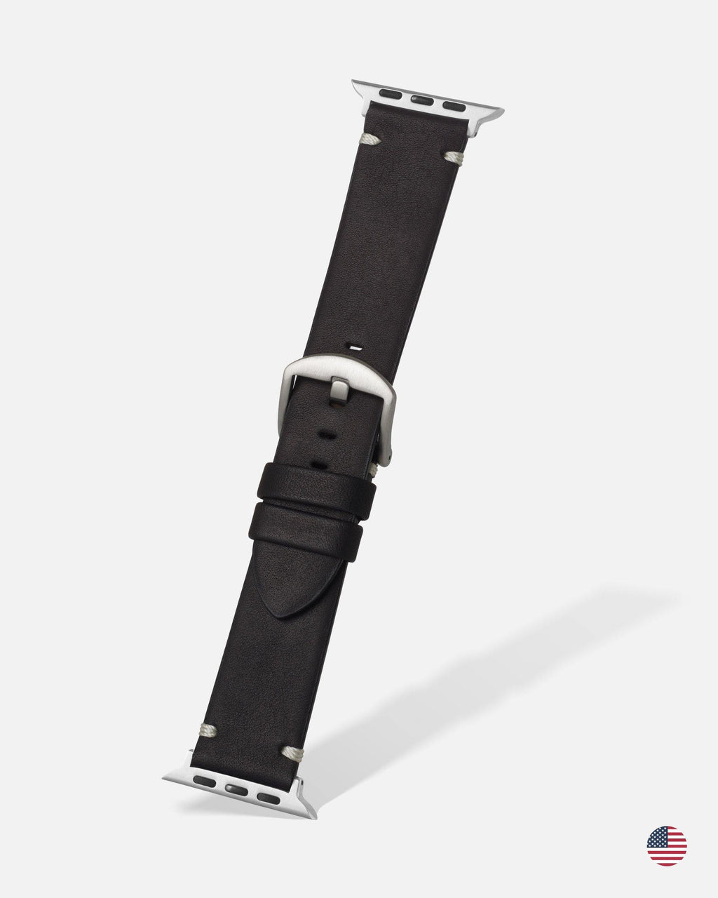 Black Genuine Leather American-Made Apple Watch Band