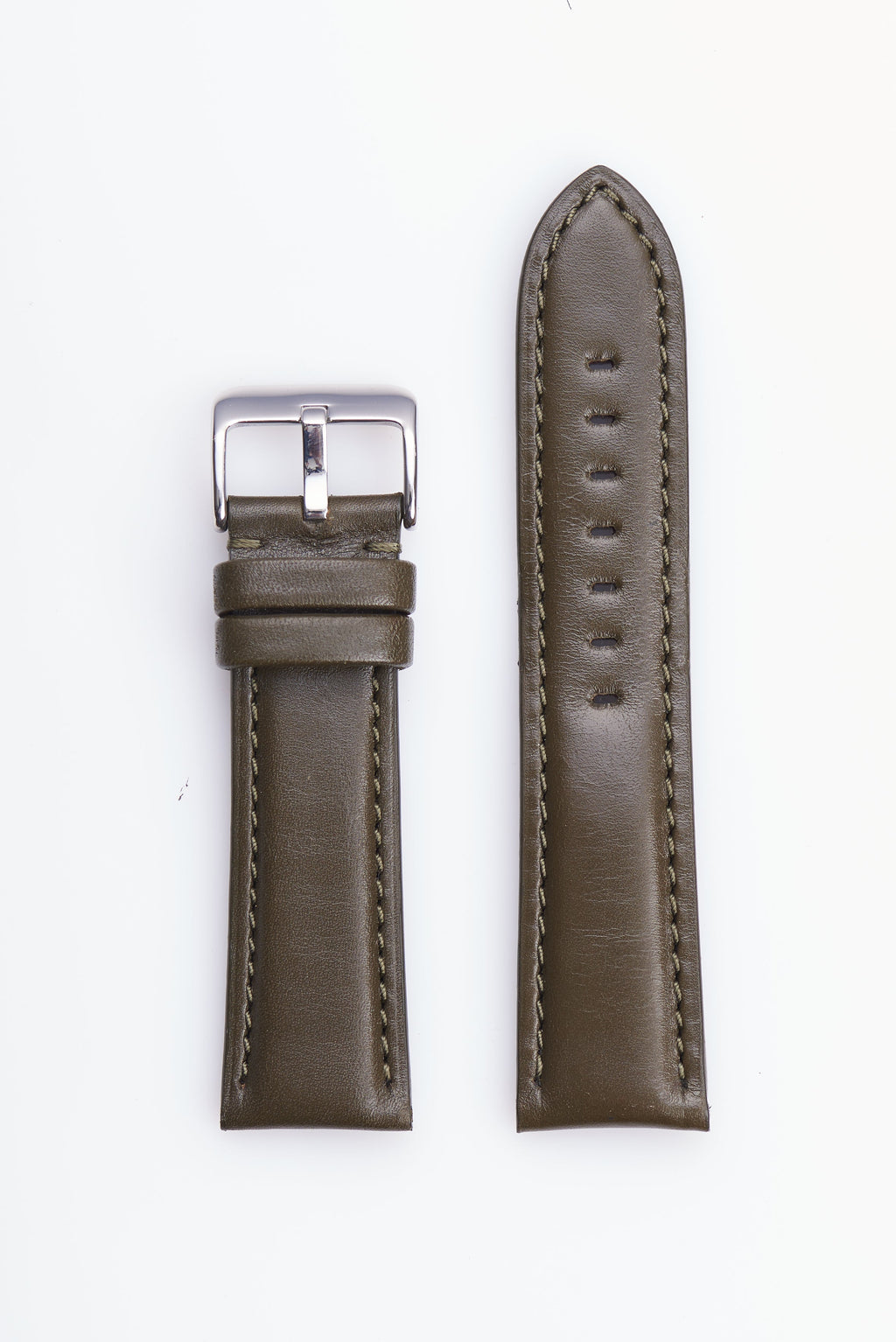 Olive High Polished Italian Leather | USA Made - Apple Watch Compatible - H2046