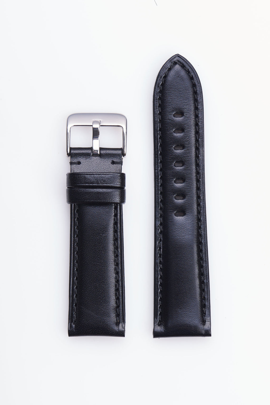 Black High Polished Italian Leather | USA Made - Apple Watch Compatible - H2046